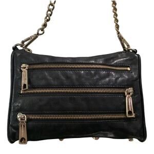 REBECCA MINKOFF Leather Chain Crossbody Bag black EUC